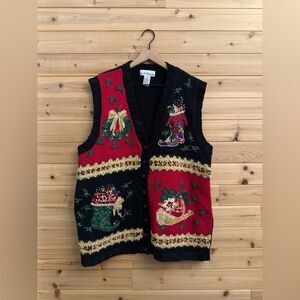 Vintage Croft & Barrow Size XLarge Novelty Ugly Christmas Knit Button Vest